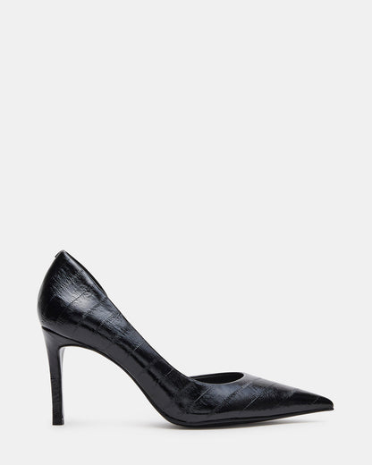 Steve Madden NULA Black Eel Pointed-Toe Stiletto Pump Women's Heel