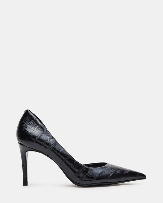 Steve Madden NULA Black Eel Pointed-Toe Stiletto Pump Women's Heel