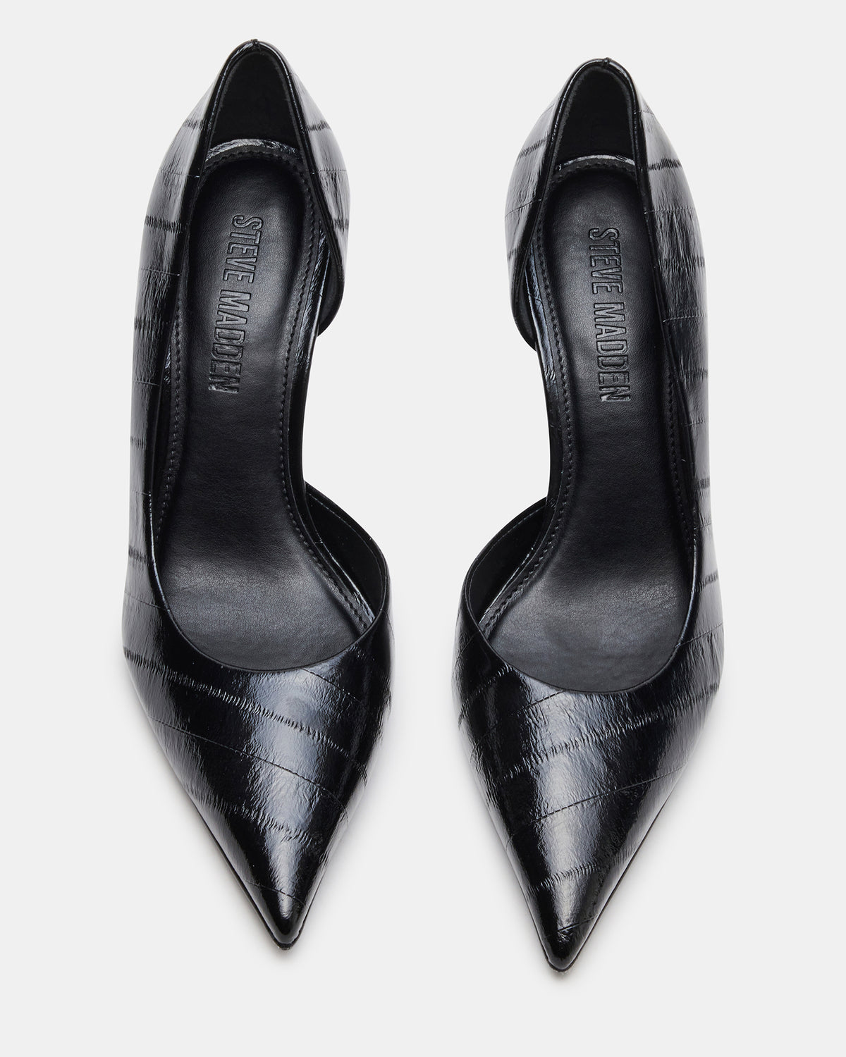 Steve Madden NULA Black Eel Pointed-Toe Stiletto Pump Women's Heel