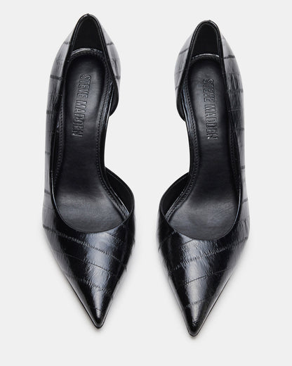 Steve Madden NULA Black Eel Pointed-Toe Stiletto Pump Women's Heel