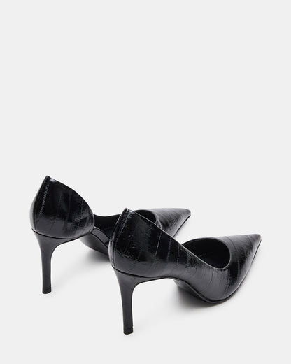 Steve Madden NULA Black Eel Pointed-Toe Stiletto Pump Women's Heel