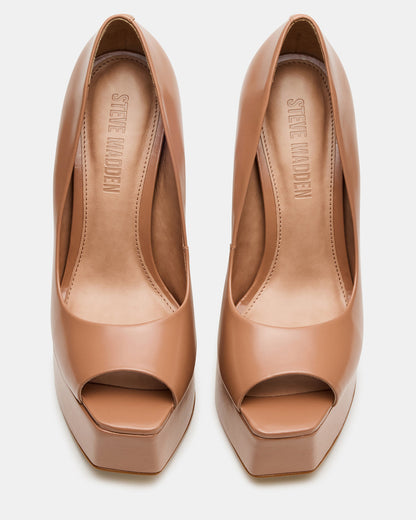 Steve Madden IVES Blush Box Leather Platform Square-Toe Stiletto Women's Heel