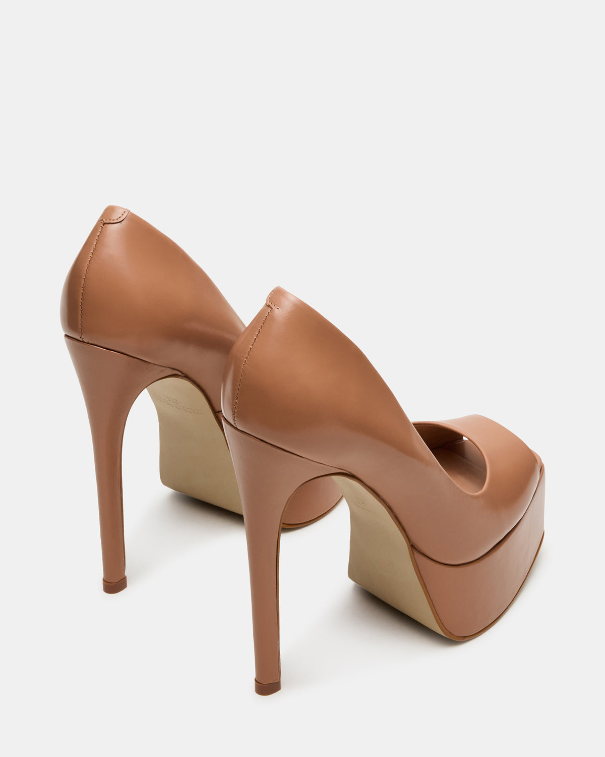 Steve Madden IVES Blush Box Leather Platform Square-Toe Stiletto Women's Heel