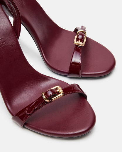 Steve Madden FOXX Burgundy Patent Strappy Stiletto Open-Toe Women's Heel