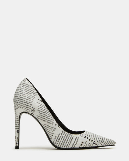 Steve Madden NOIR Newspaper Pointed-Toe Stiletto Pump Women's Heels