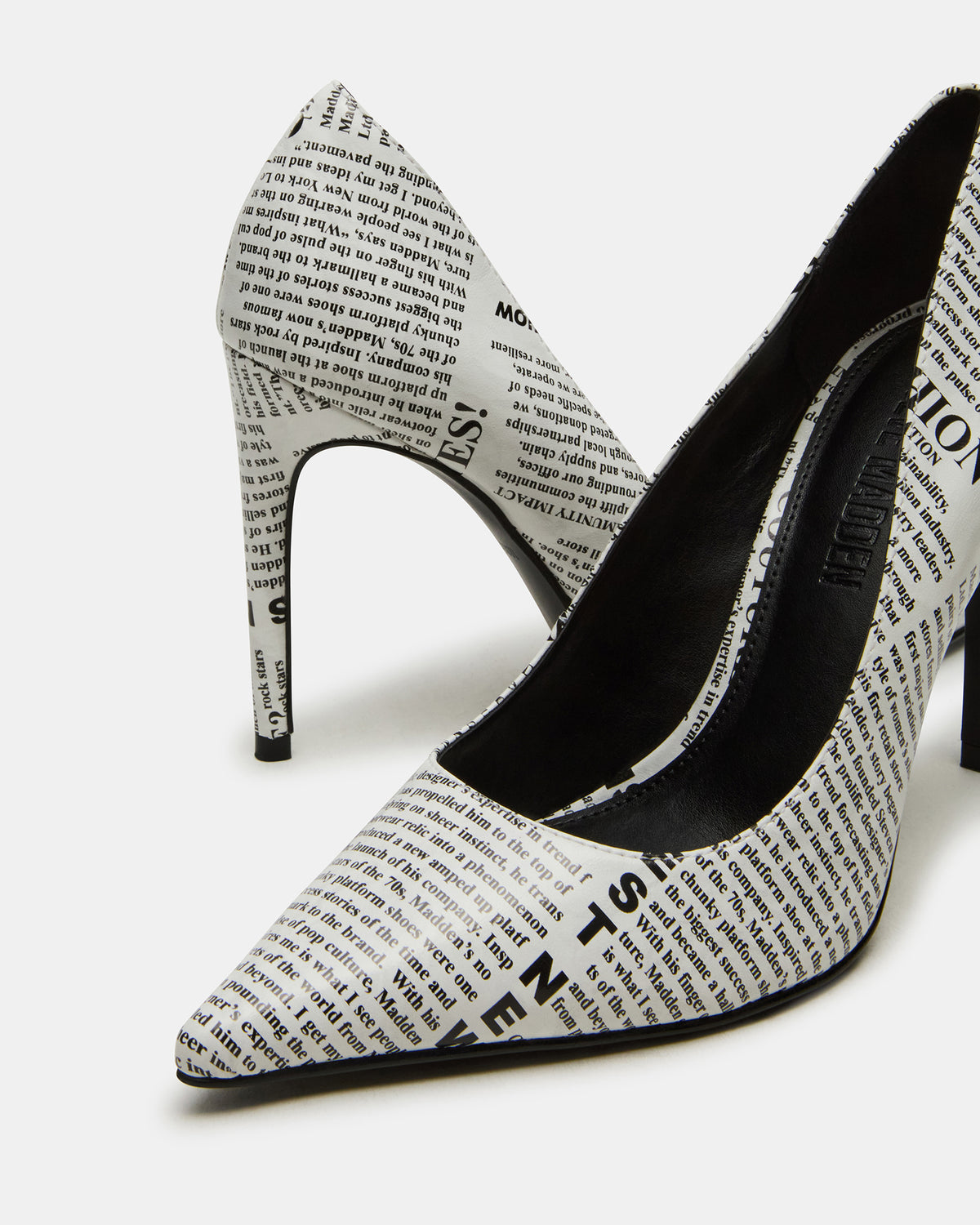 Steve Madden NOIR Newspaper Pointed-Toe Stiletto Pump Women's Heels