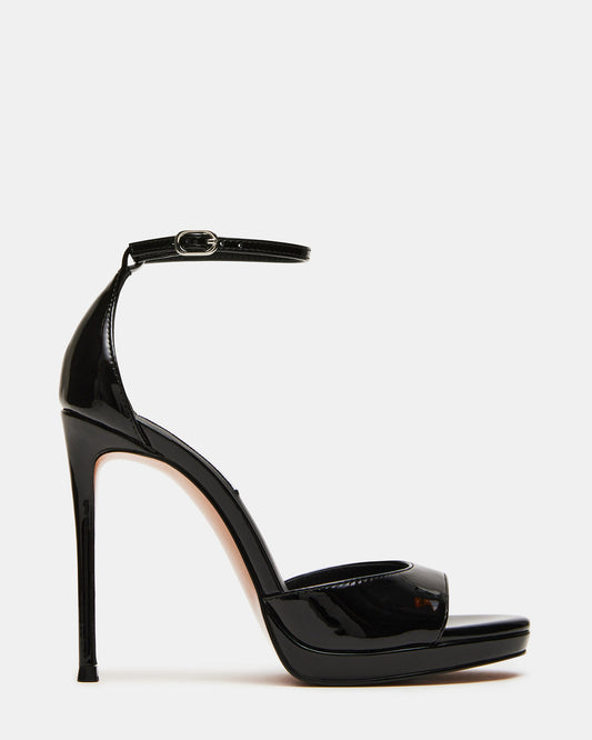 Steve Madden WILEY Black Patent Women's Open Toe Stiletto Heel