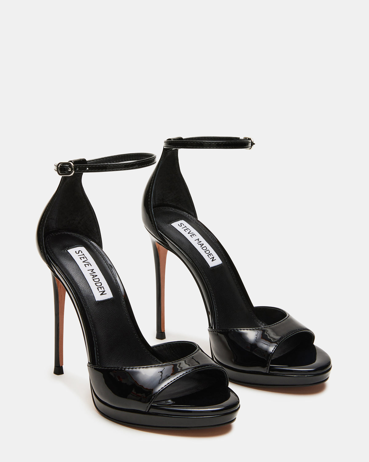 Steve Madden WILEY Black Patent Women's Open Toe Stiletto Heel