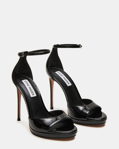 Steve Madden WILEY Black Patent Women's Open Toe Stiletto Heel
