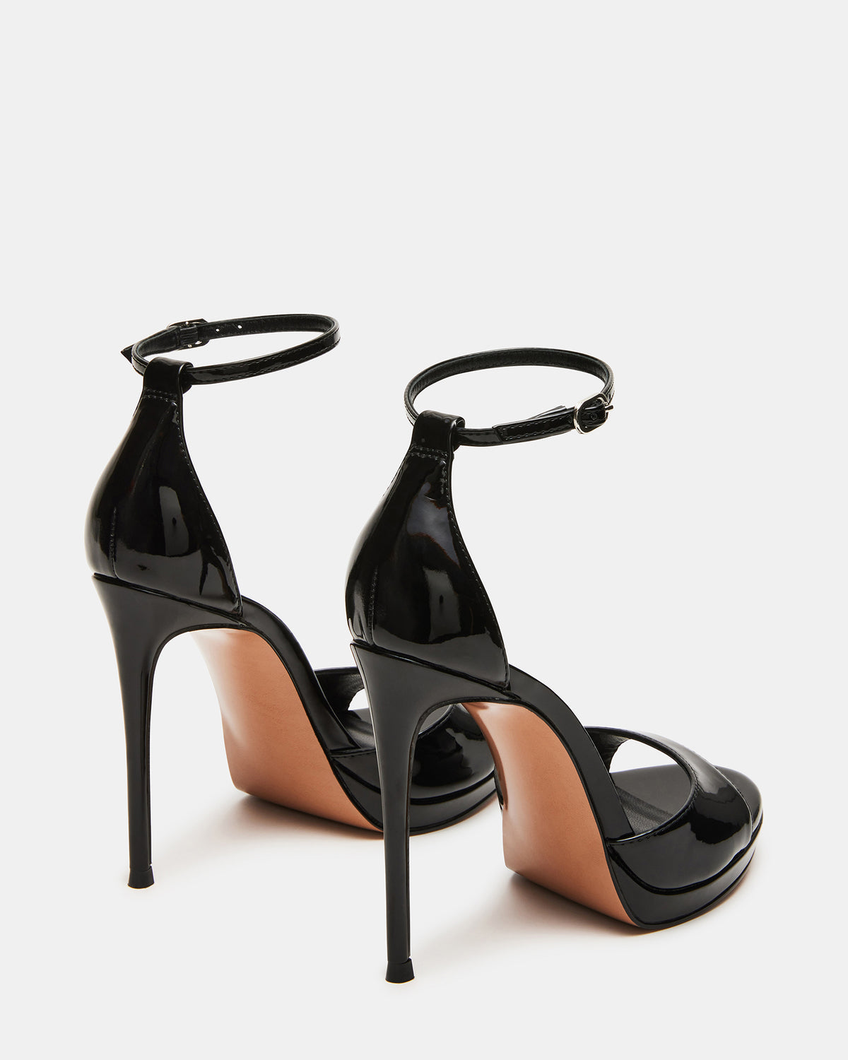 Steve Madden WILEY Black Patent Women's Open Toe Stiletto Heel