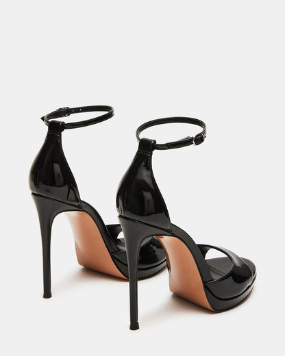 Steve Madden WILEY Black Patent Women's Open Toe Stiletto Heel