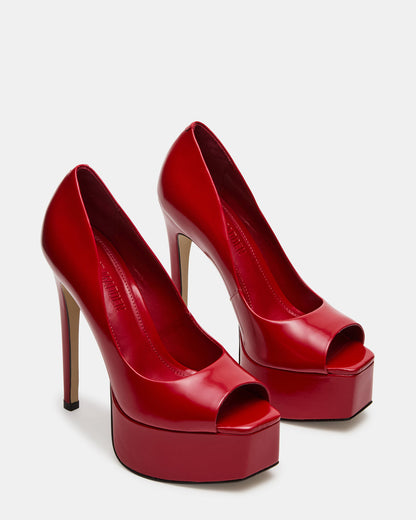 Steve Madden IVES Red Box Platform Square-Toe Stiletto Women's Heel