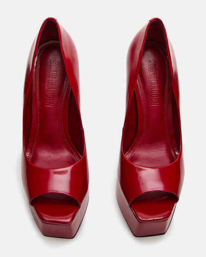 Steve Madden IVES Red Box Platform Square-Toe Stiletto Women's Heel