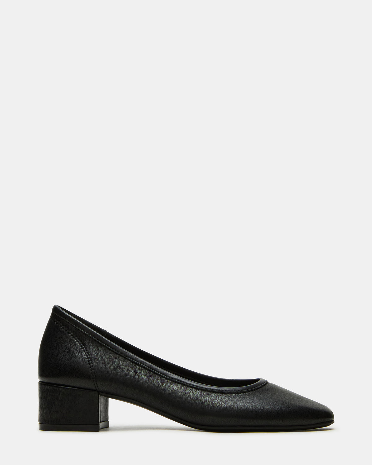 Steve Madden MOLLIE Black Leather Ballet Block Heels