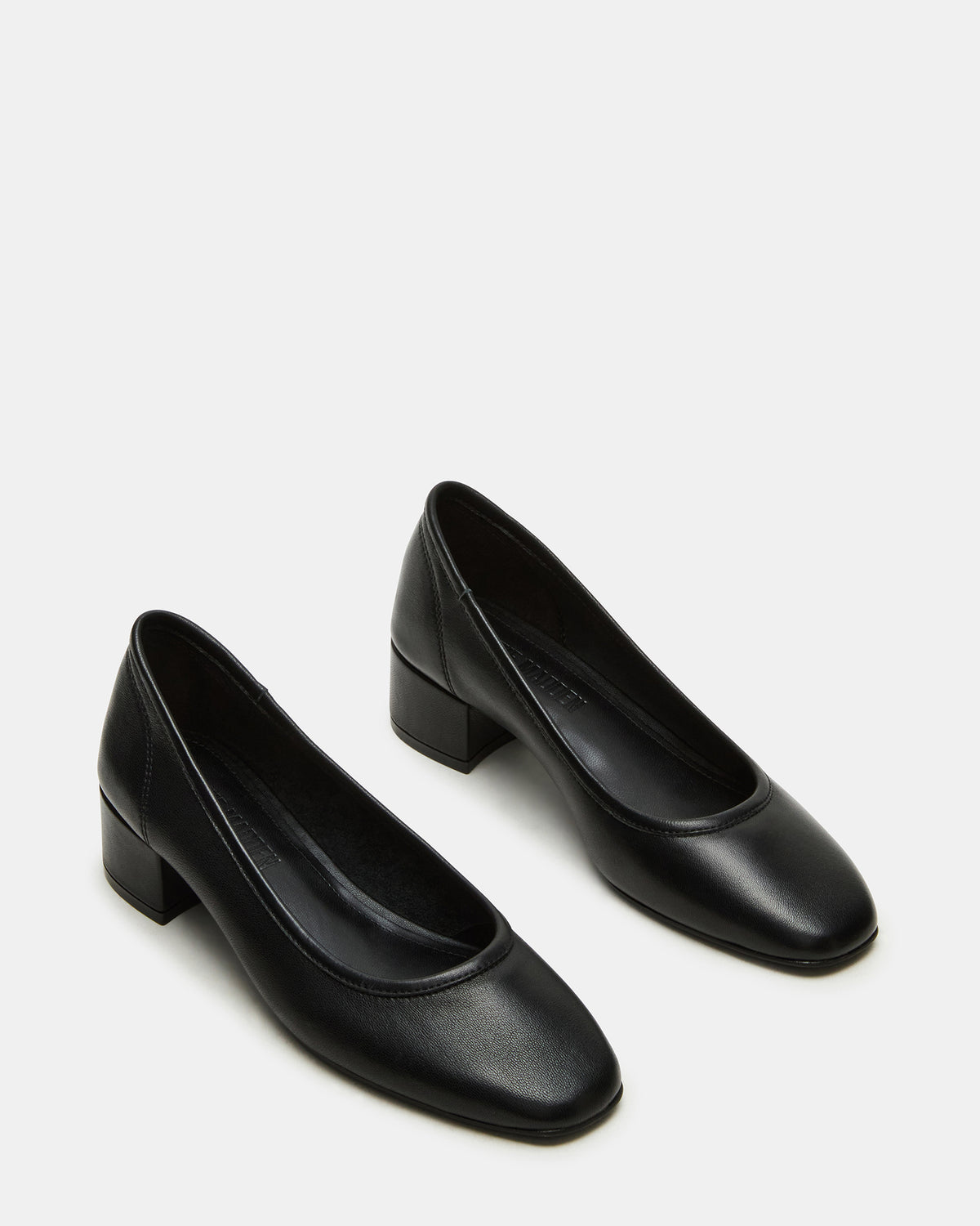 Steve Madden MOLLIE Black Leather Ballet Block Heels