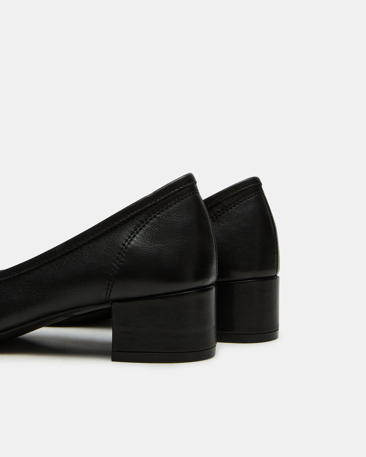 Steve Madden MOLLIE Black Leather Ballet Block Heels