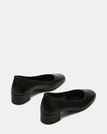 Steve Madden MOLLIE Black Leather Ballet Block Heels