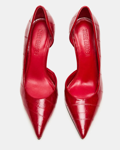 Steve Madden NULA Red Eeel Pointed-Toe Stiletto Pump Women's Heel