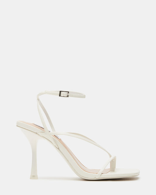 Steve Madden ANNIE White Women's Strappy Square Toe Heel