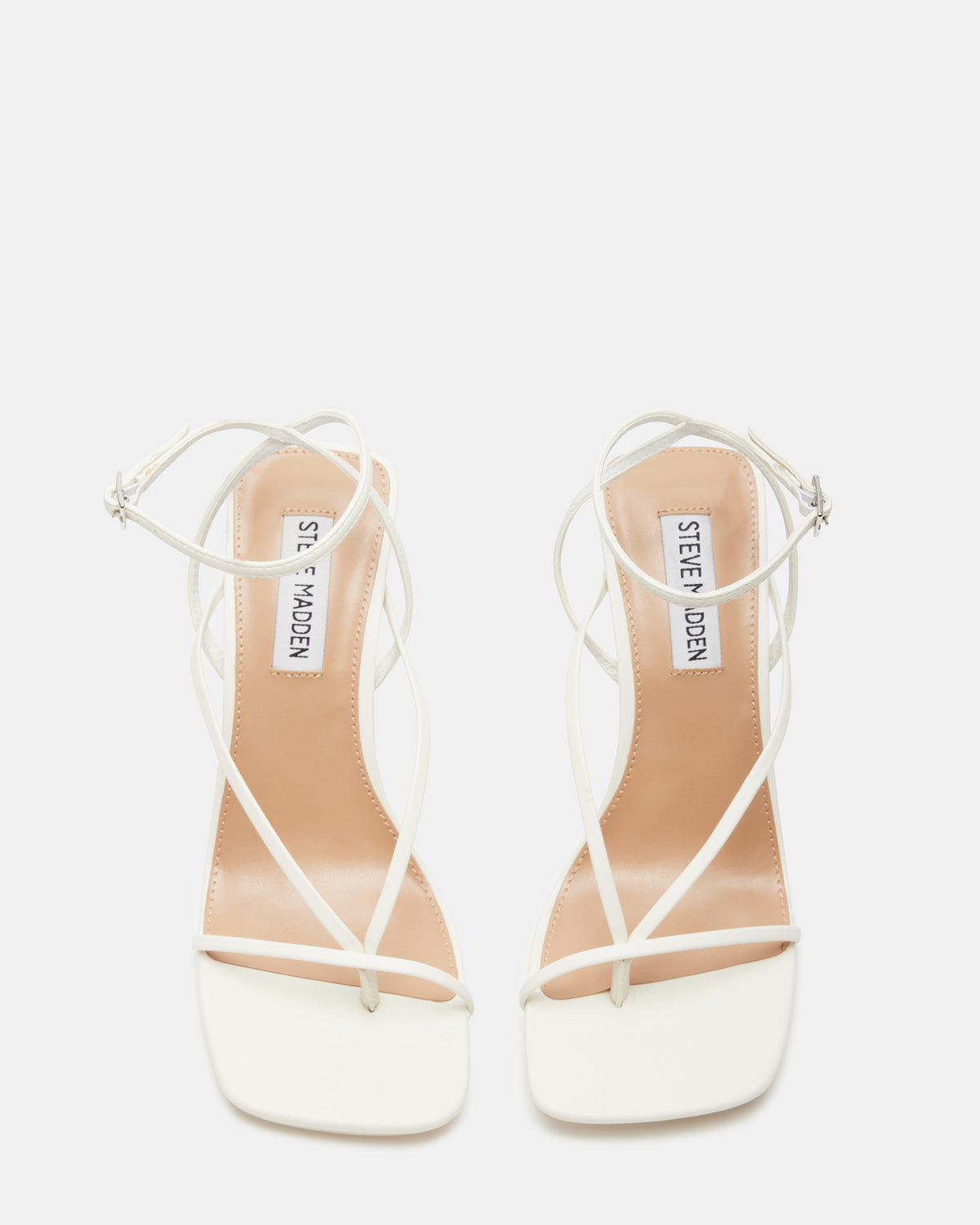 Steve Madden ANNIE White Women's Strappy Square Toe Heel
