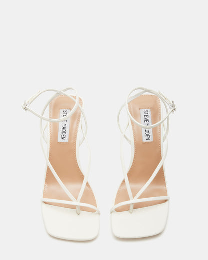 Steve Madden ANNIE White Women's Strappy Square Toe Heel