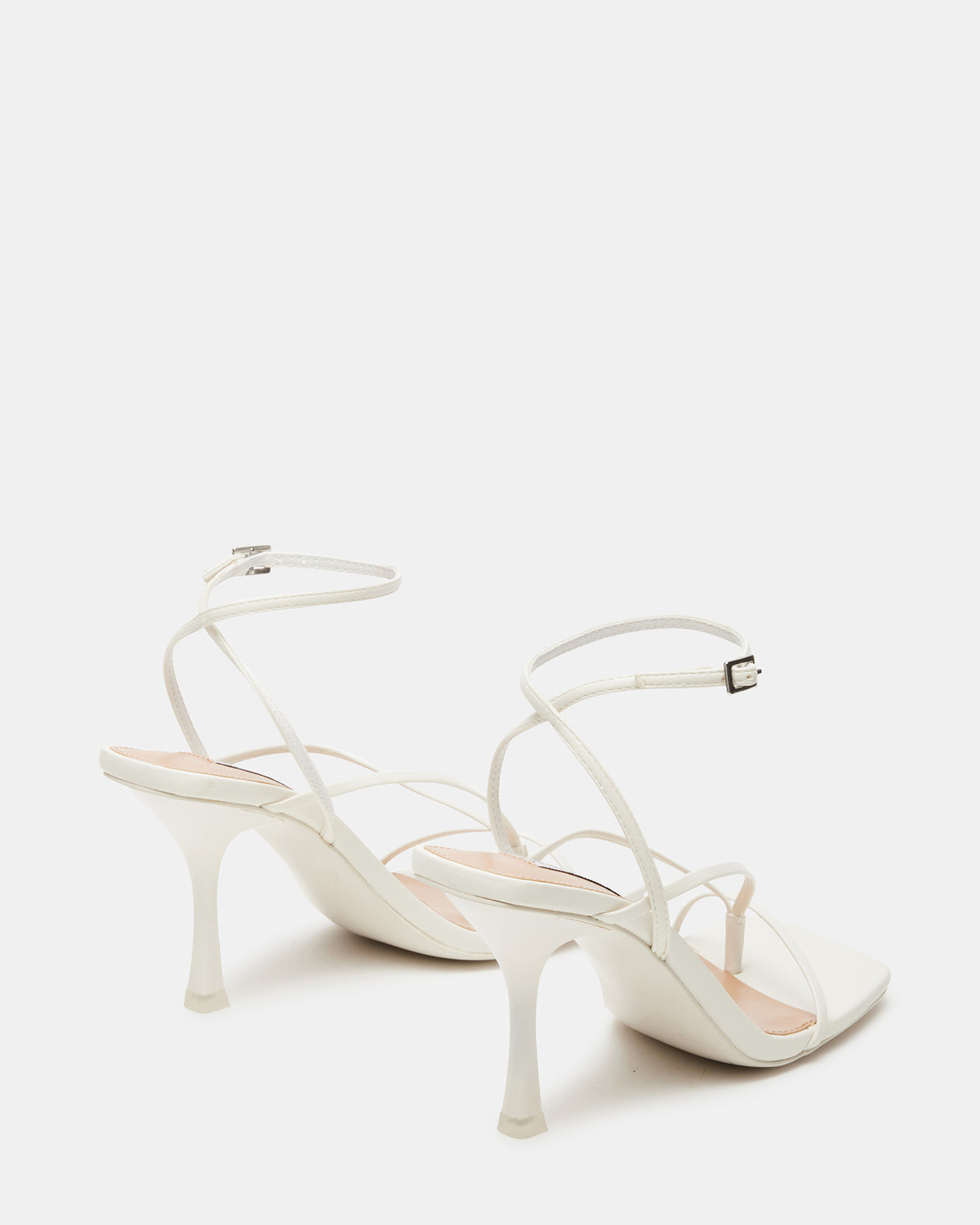 Steve Madden ANNIE White Women's Strappy Square Toe Heel