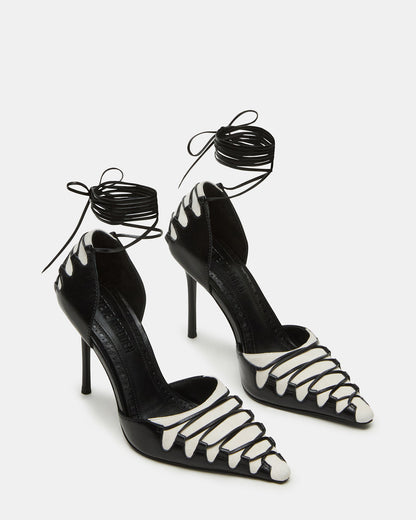 Steve Madden DANGER Black Multi Pointed-Toe Lace-Up Stiletto Pump Women's Heel