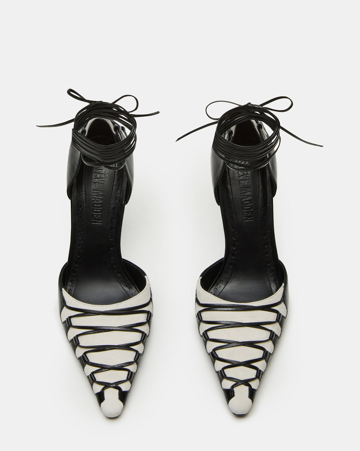 Steve Madden DANGER Black Multi Pointed-Toe Lace-Up Stiletto Pump Women's Heel