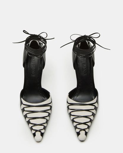 Steve Madden DANGER Black Multi Pointed-Toe Lace-Up Stiletto Pump Women's Heel