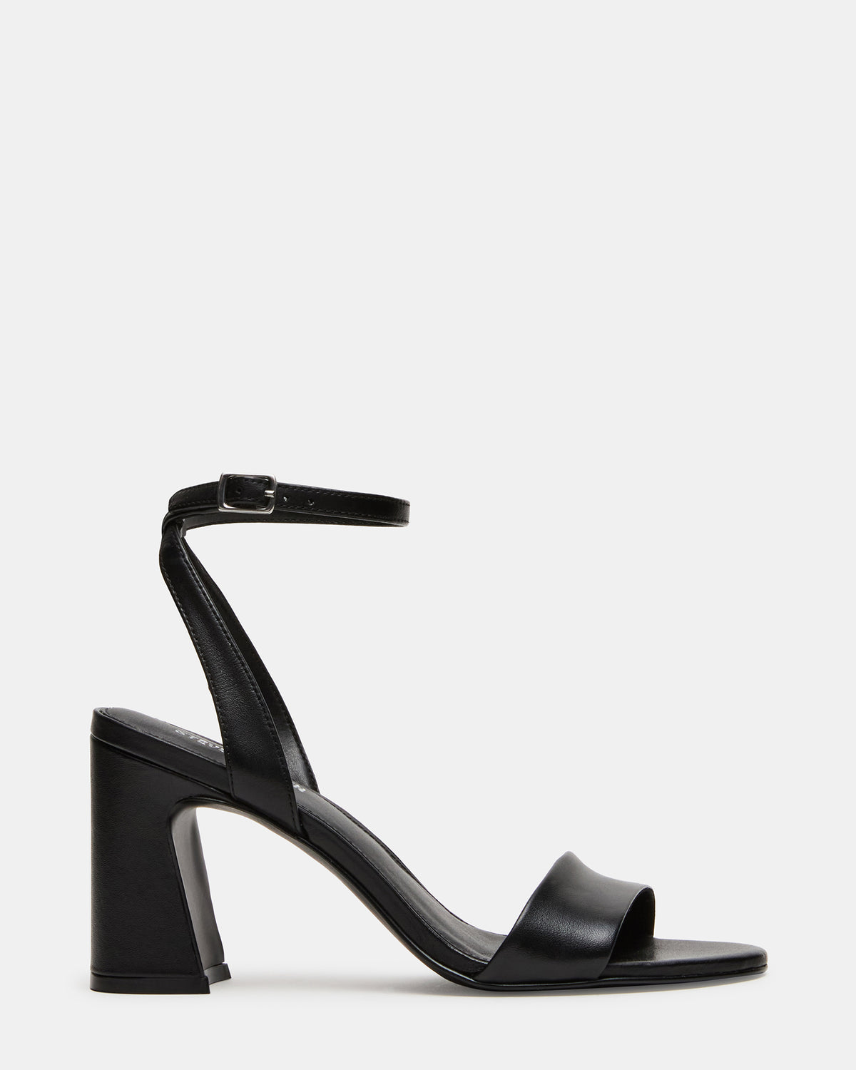 Steve Madden LARAH Black Leather Rounded Toe Block Heel Women's Heel