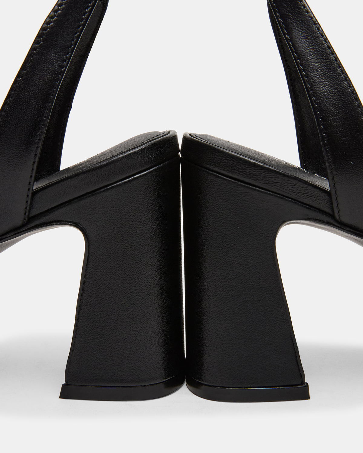 Steve Madden LARAH Black Leather Rounded Toe Block Heel Women's Heel