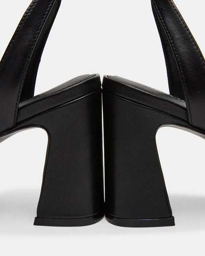 Steve Madden LARAH Black Leather Rounded Toe Block Heel Women's Heel