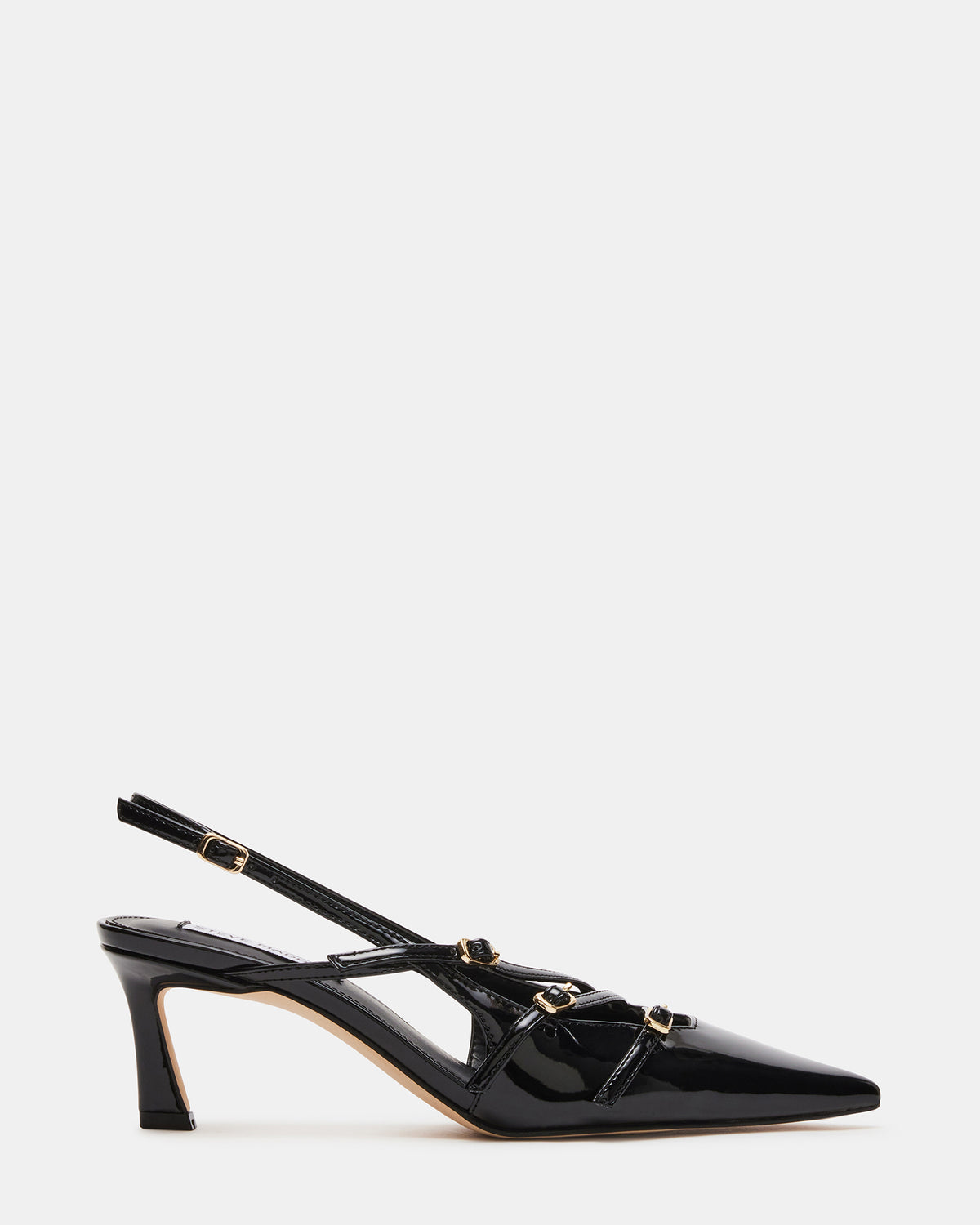 Steve Madden LIANA Black Patent Women's Slingback Pointed-Toe Low Heel