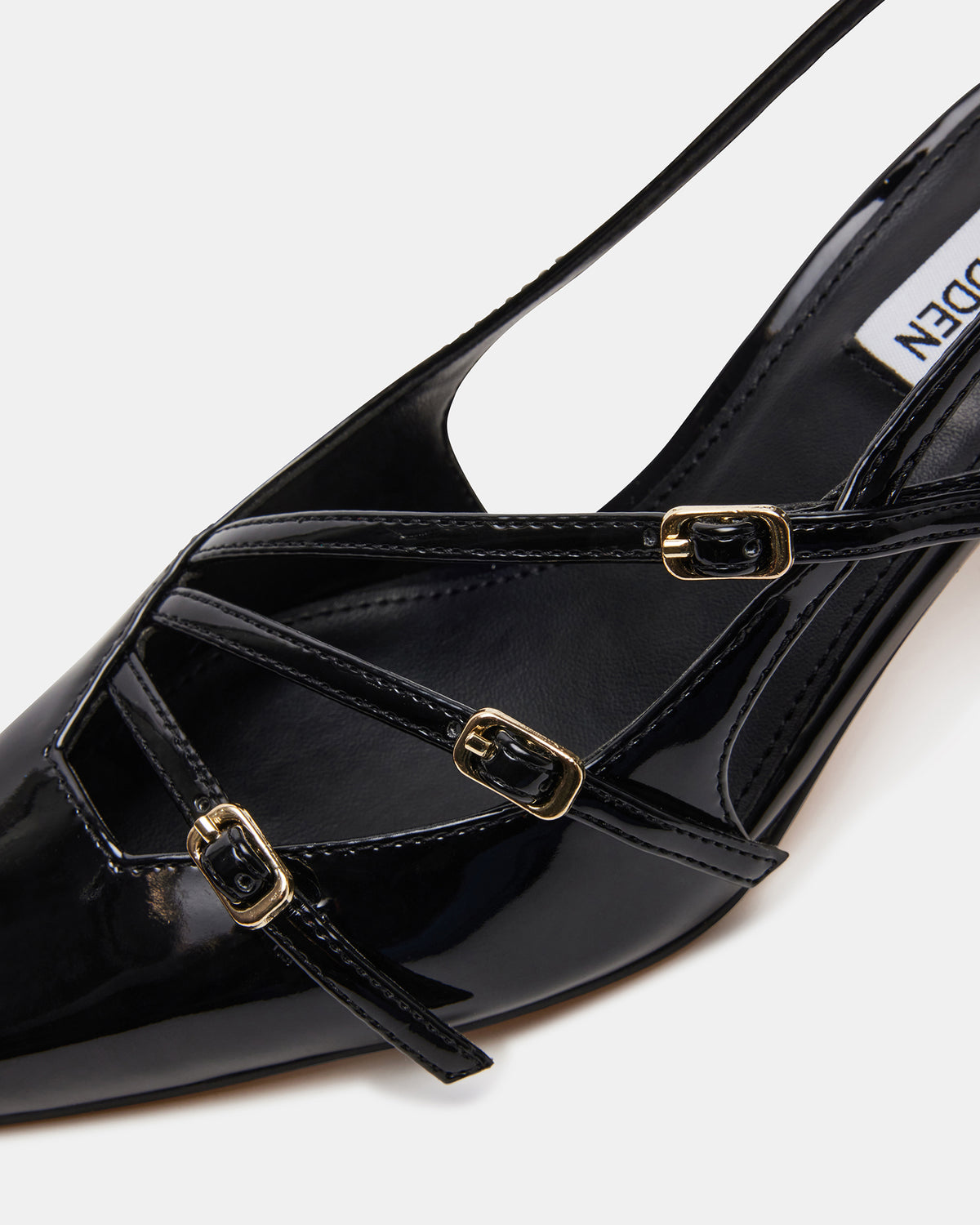 Steve Madden LIANA Black Patent Women's Slingback Pointed-Toe Low Heel