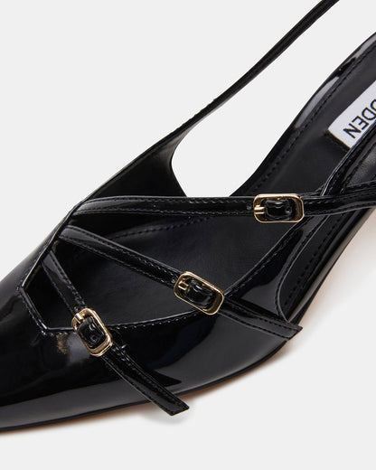Steve Madden LIANA Black Patent Women's Slingback Pointed-Toe Low Heel