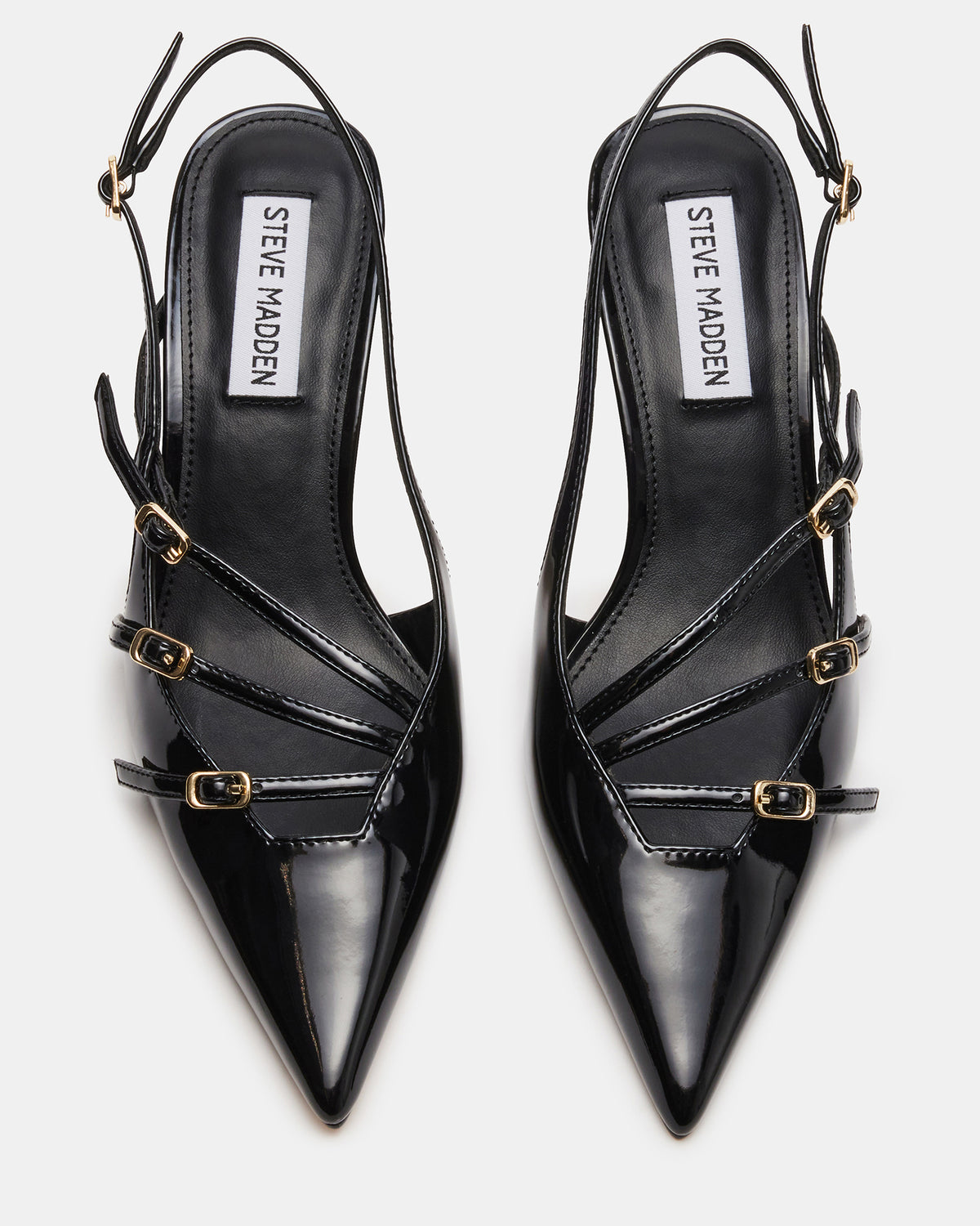 Steve Madden LIANA Black Patent Women's Slingback Pointed-Toe Low Heel