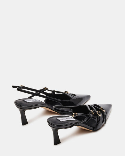 Steve Madden LIANA Black Patent Women's Slingback Pointed-Toe Low Heel