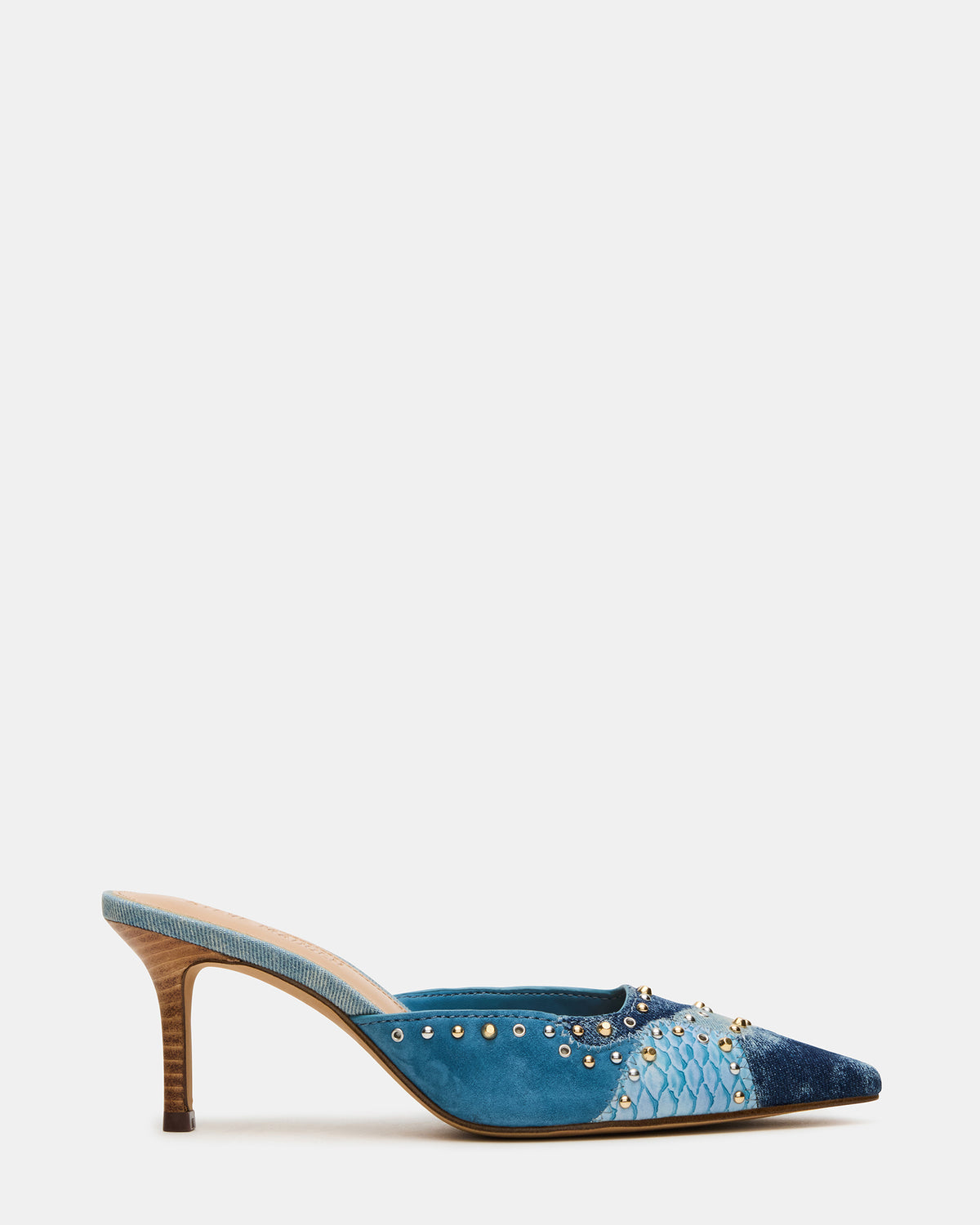 Steve Madden ALEXI Denim Multi Studs Pointed-Toe Mule Women's Heel