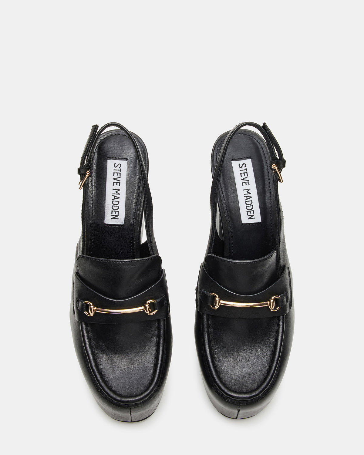 Steve Madden QUINN Black Leather Platform Slingback Heel | Women's Heels