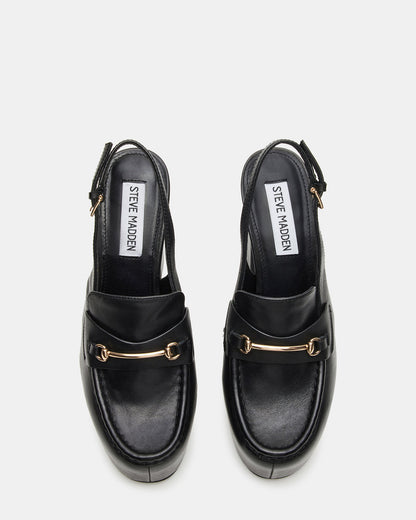 Steve Madden QUINN Black Leather Platform Slingback Heel | Women's Heels