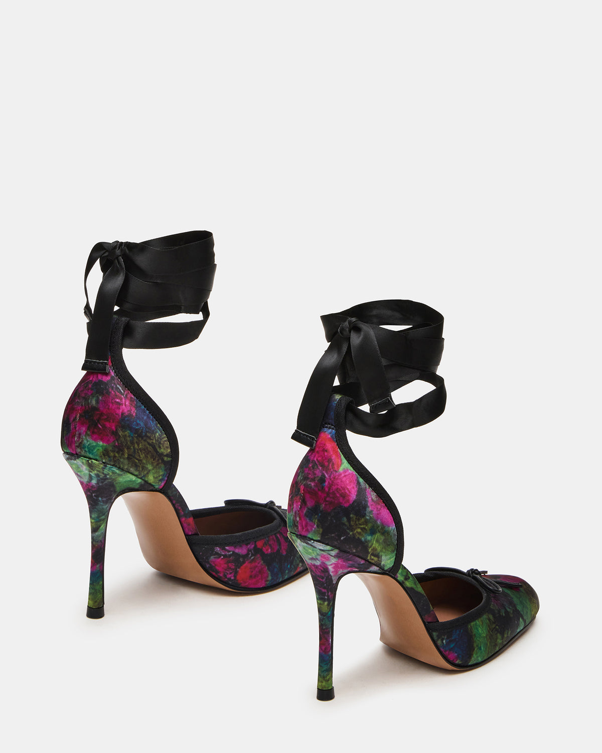 Steve Madden LARINA Floral Satin Square-Toe Stiletto Pump Lace-Up Women's Heel