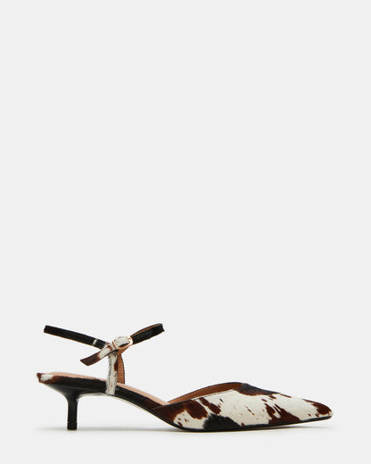 Steve Madden ADELAIDE Brown Cow Print Women's Pointed-Toe Kitten Heel