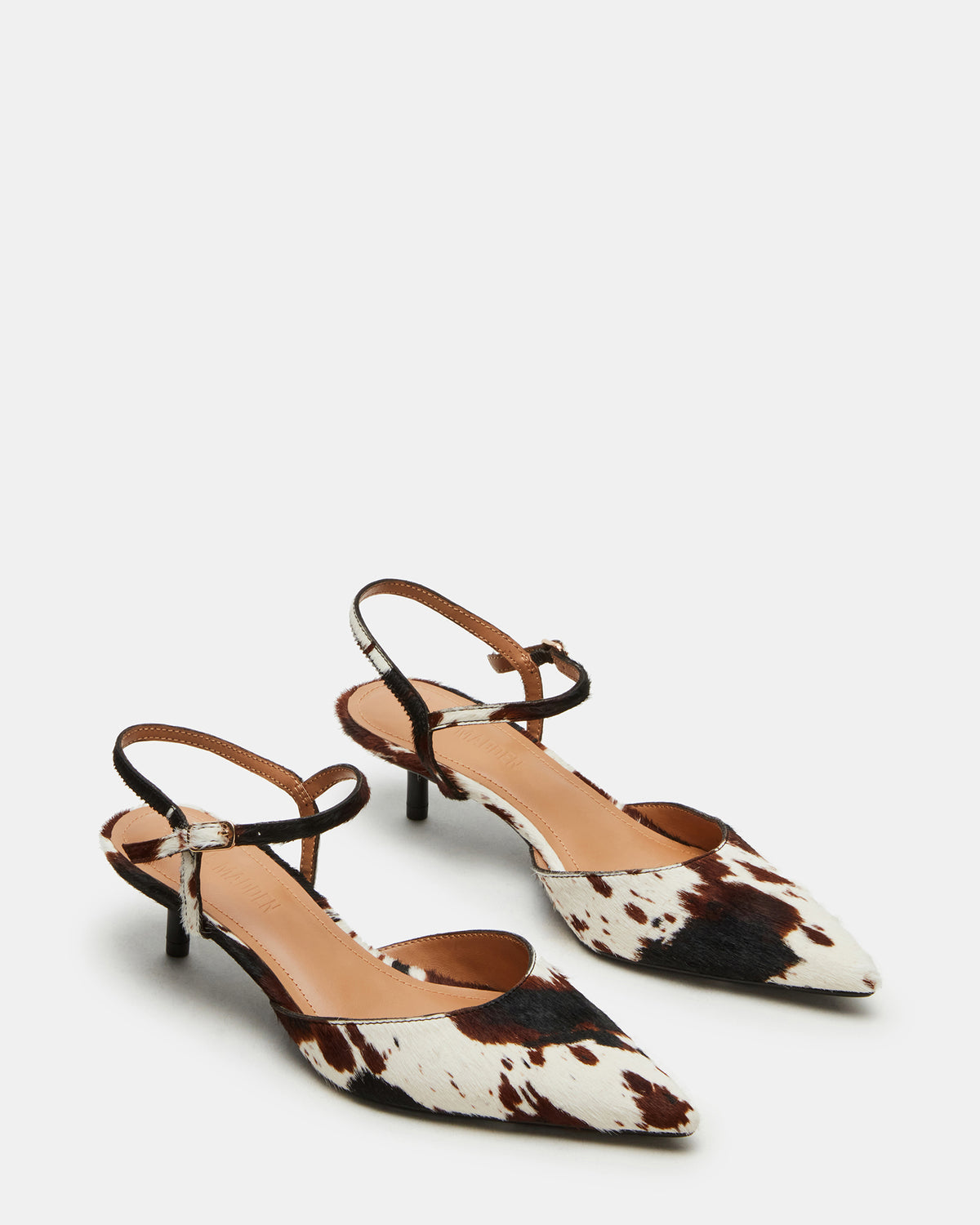 Steve Madden ADELAIDE Brown Cow Print Women's Pointed-Toe Kitten Heel