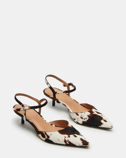 Steve Madden ADELAIDE Brown Cow Print Women's Pointed-Toe Kitten Heel