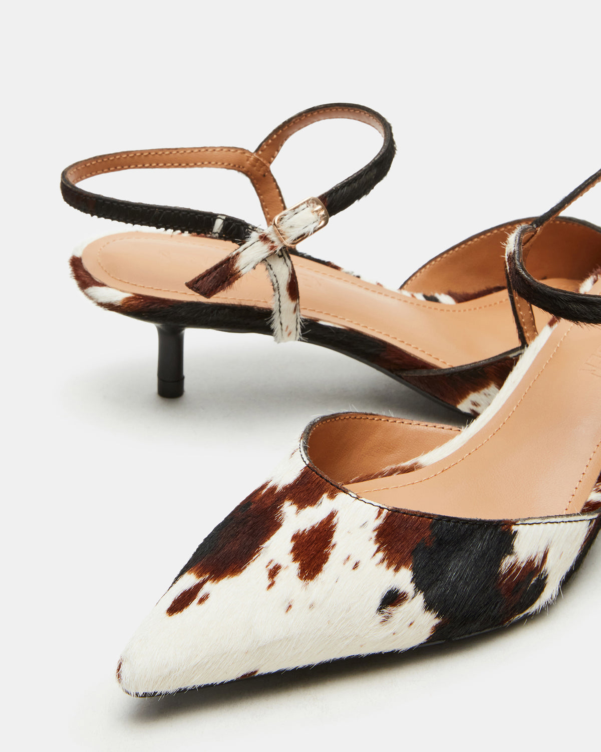Steve Madden ADELAIDE Brown Cow Print Women's Pointed-Toe Kitten Heel