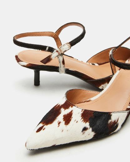 Steve Madden ADELAIDE Brown Cow Print Women's Pointed-Toe Kitten Heel