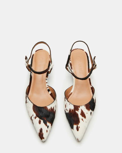 Steve Madden ADELAIDE Brown Cow Print Women's Pointed-Toe Kitten Heel