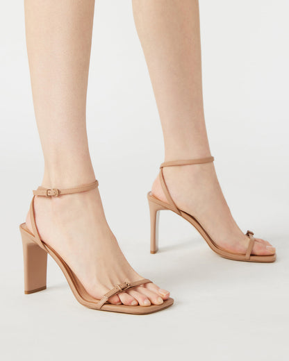 Steve Madden AILENE Tan Leather Square Toe Dress Sandal | Women's Heels