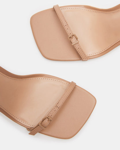 Steve Madden AILENE Tan Leather Square Toe Dress Sandal | Women's Heels