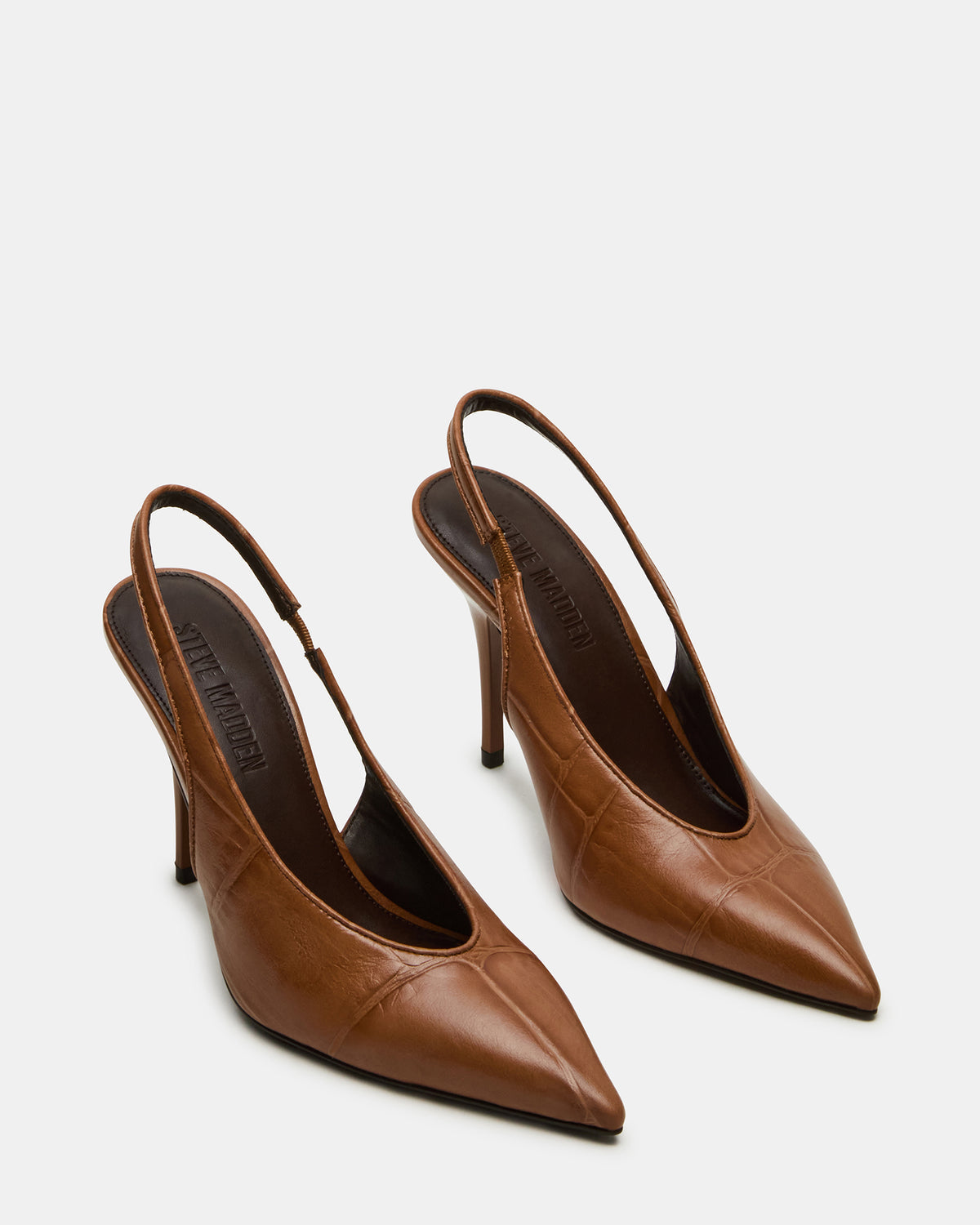 Steve Madden ANDROMEDA Tan Crocodile Slingback Pointed-Toe Stiletto Pump Women's Heel